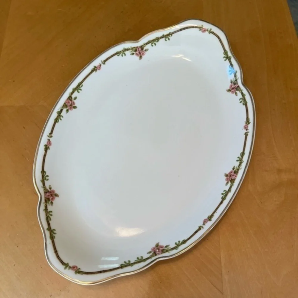 Vintage Theodore Havilland France Oval Platter Petite Rose Pattern